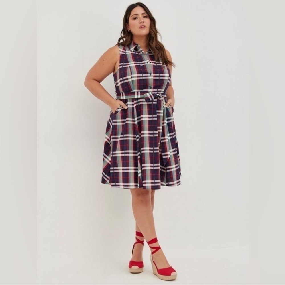 Torrid Red and Blue Plaid Midi Dress Size 5X